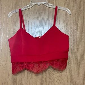 Express Red Lace Crop Top